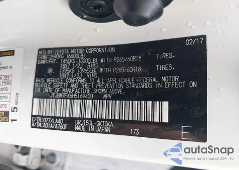 2017 Lexus Gx 460 z USA, uszkodzony, nr VIN JTJBM7FX6H5169400